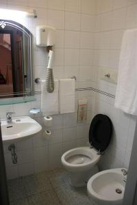 a bathroom with a toilet and a sink at Hotel Mazzini in Milan