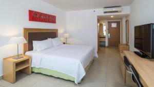 a hotel room with a bed and a television at Holiday Inn Express Manzanillo, an IHG Hotel in Manzanillo