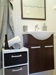 bagno con lavandino e lavandino bianco di App Sorgo a Novigrad Istria