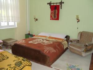 - une chambre avec un lit et une chaise dans l'établissement Kaktus, à Kaluđerovo