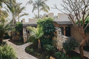 a house with a palm tree in front of it at Cnaan Village Boutique Hotel & Spa in Had Nes