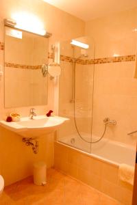 レムゴにあるホテル アン デル イルゼのバスルーム(シャワー、シンク、バスタブ付)