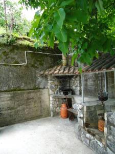 an outdoor brick oven with a tree on top of it at Apartments Vila San in Kamenari