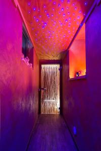 
a room with a purple wall and a blue floor at Bed & Breakfast La Villa & spa in Como
