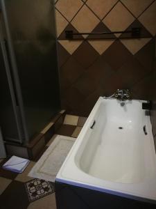 a white bath tub in a bathroom with a shower at Augrabies Falls Lodge & Camp in Augrabies +88 photos