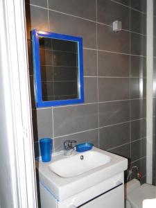 a bathroom with a white sink and a mirror at Appartement TROCADERO in Paris