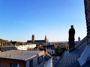 ルーアンにあるAppartement typique Rouen centre tout confortの建物の屋根から市街の景色を望む