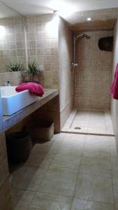 a bathroom with a sink and a shower at Os Salguieiros (the Willows) in Pontevedra +31 photos