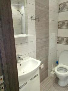 a bathroom with a sink and a toilet at Apartment complex Parklend in Kyiv