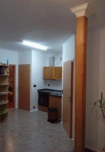 a kitchen with wooden cabinets and a counter top at Santos in Kappel-Grafenhausen