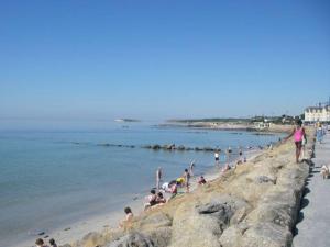 a group of people on a beach near the water at Seashore Lodge Guesthouse in Galway