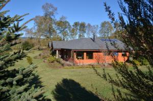 una casa en medio de un patio con árboles en Outrippers Pucón, en Villarrica