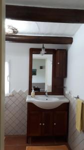 a bathroom with a sink and a mirror at Su Pasciale in Nulvi