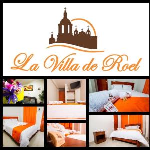 a collage of pictures of a hotel room at La Villa de Roel in Ayacucho