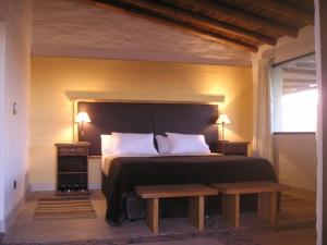 a bedroom with a bed with two tables and two lamps at Tupungato Divino in Tupungato