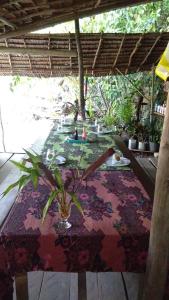BesirBeser Bay Homestay的天井上摆放着植物的桌子