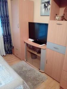 a living room with a television on a desk at Rajski vrt in Vrdnik