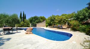 una piscina con un osito de peluche sentado al lado en Cantó, en Alcudia