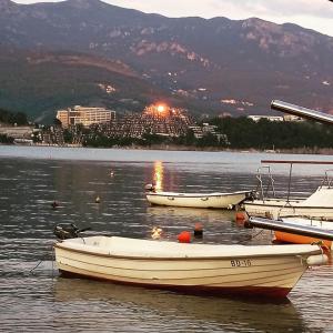 a group of boats sitting in the water at Rooms Dana Old Town Budva in Budva