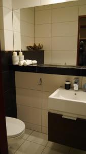 カルパチにあるApartamenty EverySky - Prusa 2A-09のバスルーム(洗面台、トイレ付)