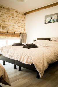 Un pat sau paturi într-o cameră la Gîtes du tellin