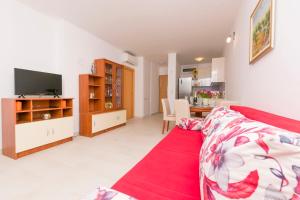 a living room with a couch and a tv at Apartment Ivanka in Omiš