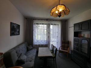 ハルラホフにあるApartmán Chlupáčのリビングルーム(ソファ、テーブル付)