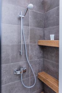 La salle de bains est pourvue d'une douche avec un pommeau de douche. dans l'établissement Apartament Twarda 54-Warszawski Sen, à Varsovie