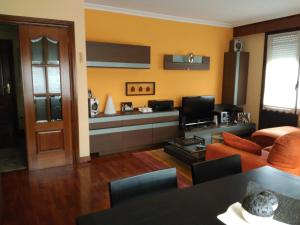 a living room with a couch and a television at Wellington in Vitoria-Gasteiz