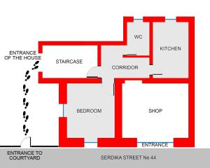 um diagrama esquemático de uma casa em Ayki - historic centre apartment em Sófia