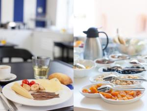 two pictures of plates of food on a counter at Boutique Hostel Forum in Zadar