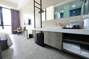 Eldhús eða eldhúskrókur á Sky Square Business Travel