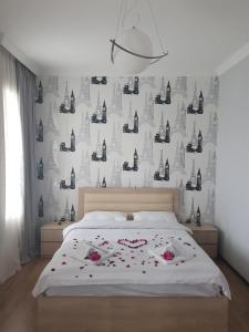 Giường trong phòng chung tại White House in Kakheti Eniseli