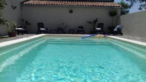 una piscina con una paleta en el agua en Gite du riage, en Saint-Christol-lès-Alès