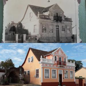 una casa antigua y una casa que está siendo renovada en Pousada Solar da Lapa, en Lapa