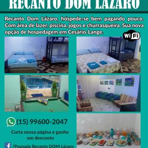 een flyer voor een speelkamer met een pooltafel bij Pousada Recanto Dom Lázaro in Cesário Lange