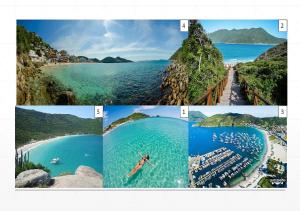 un collage de fotos del océano y una playa en Atlantis Lounge, en Arraial do Cabo