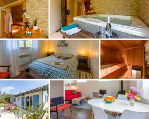 Postel nebo postele na pokoji v ubytování SAUNA - JACUZZI - 100% PRIVÉ - L'ESTANTADA