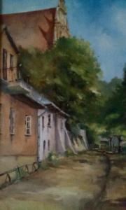 カジミエシュ・ドルニにあるApartament Fajansowyの木の家絵