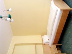 ein kleines Bad mit WC in einem Zimmer in der Unterkunft Hotel Garni in Bad Schallerbach