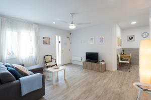 a living room with a couch and a tv at Apartamento Manent in Premiá de Mar