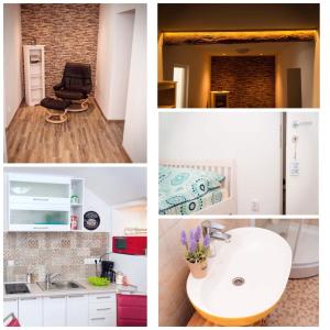 a collage of photos of a kitchen and a bathroom at ★ 2 minute walk from the Bridge of Lies ★ in Sibiu