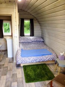 Carrigeen Glamping في كيلكيني: غرفة صغيرة مع سريرين في منزل