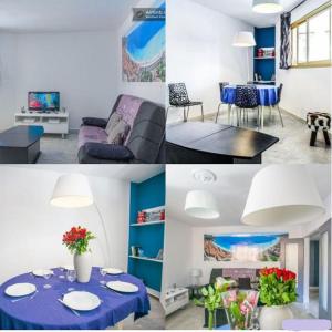 un collage de fotos de una sala de estar y un comedor en Appartement 3 pièces SoNice au centre de Nice en Niza