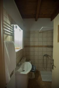 łazienka z umywalką i prysznicem w obiekcie Villa Kamelia-Renovated old house-South Crete w mieście Galiá +37 zdjęć