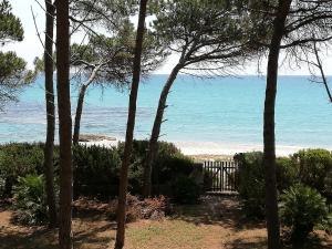 una vista de la playa con árboles y el océano en Casa Martineriu, en Orosei