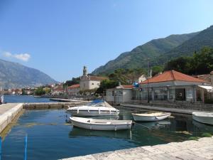 a group of boats are docked in a harbor at Apartments Marysol in Kotor