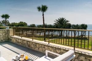 a balcony with a view of the ocean at Elya Beach Luxury Suites in Ayios Theodhoros