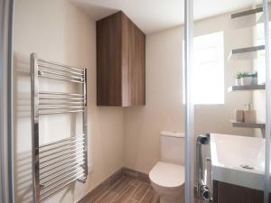 a bathroom with a toilet and a sink at Kittiwake in Crantock