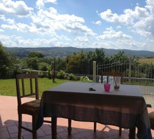 una mesa con 2 sillas en un patio en Villa Angelinas, en Monte San Savino